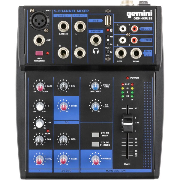 Main product image for Gemini GEM-05USB Compact 5 Channel Bluetooth Mixer235-156